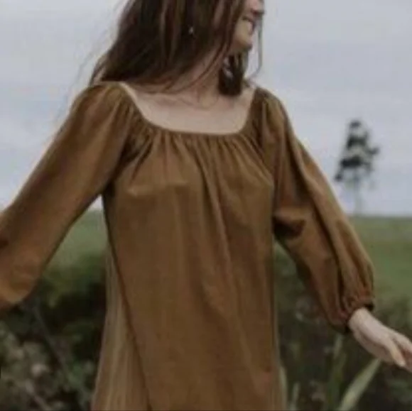 OZMA ANA DRESS IN OCHRE - Picture 2 of 6